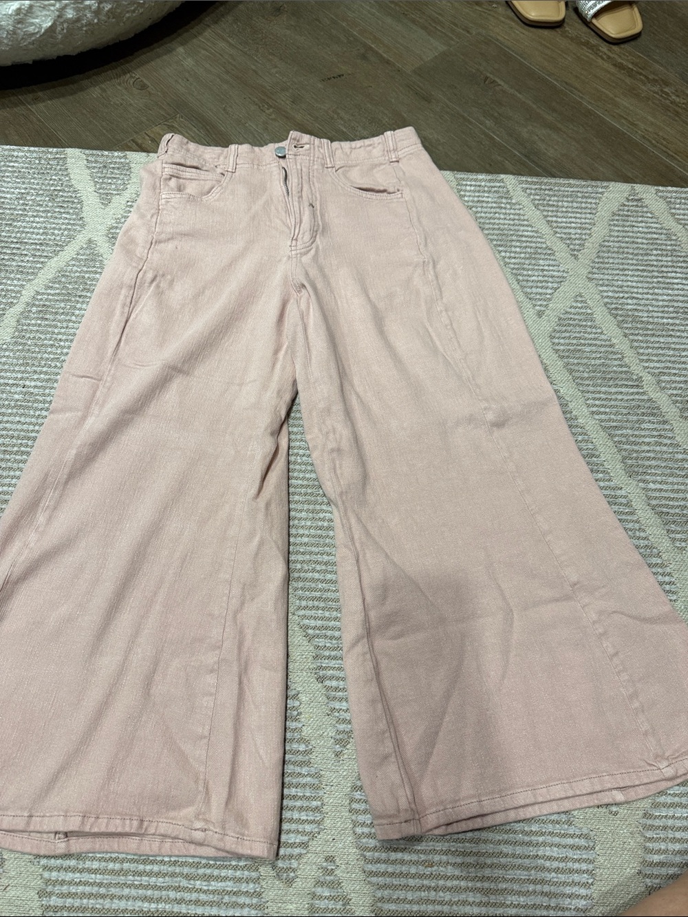 Pilcro Wide-Leg High-Rise Pants in Pale Pink